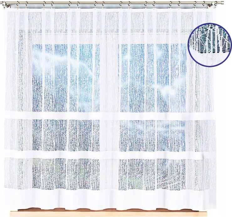 Rövid Jacquard Függöny 550x160 Csíkos Szoba Konyha Klasszikus Béka Fehér