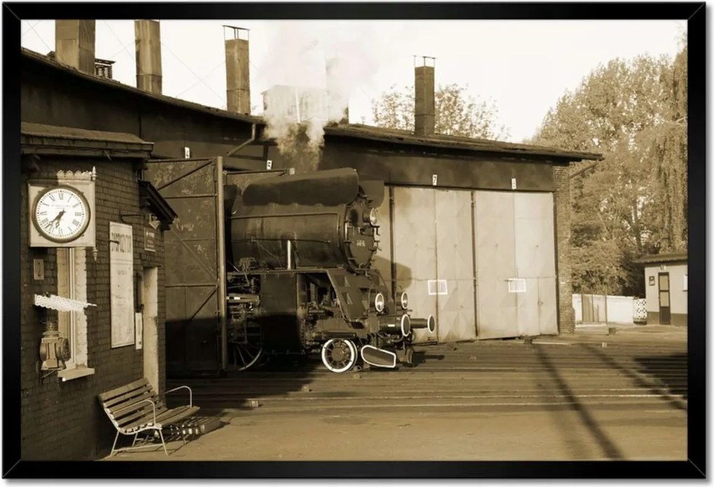 Poszterek keretben 60x40 Gőzmozdony Ol 49-69 Szépia