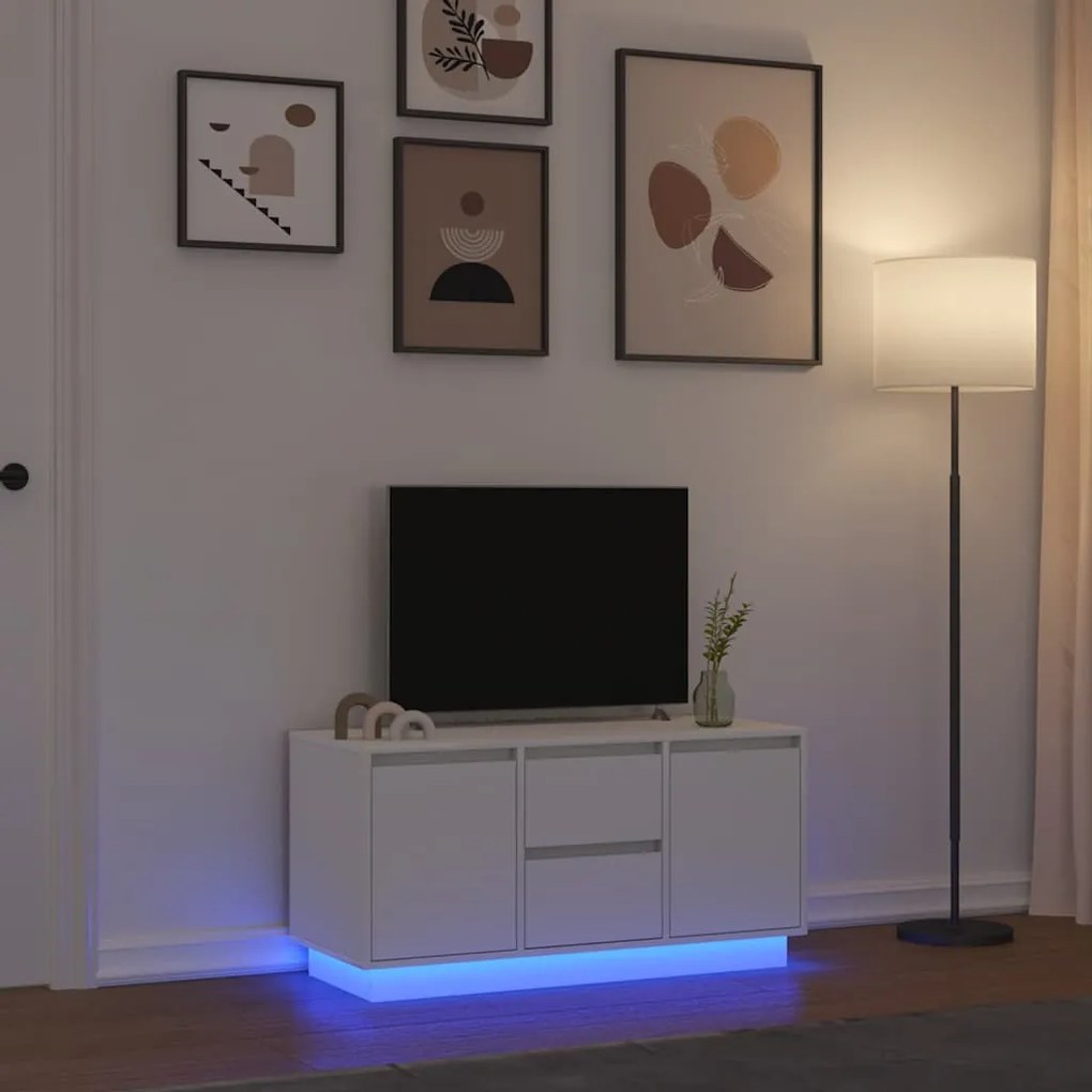 fehér TV-szekrény LED-lámpákkal 100x41x50 cm