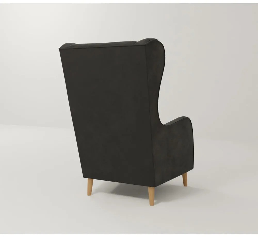Sötétszürke bársony füles fotel Carole – Ropez