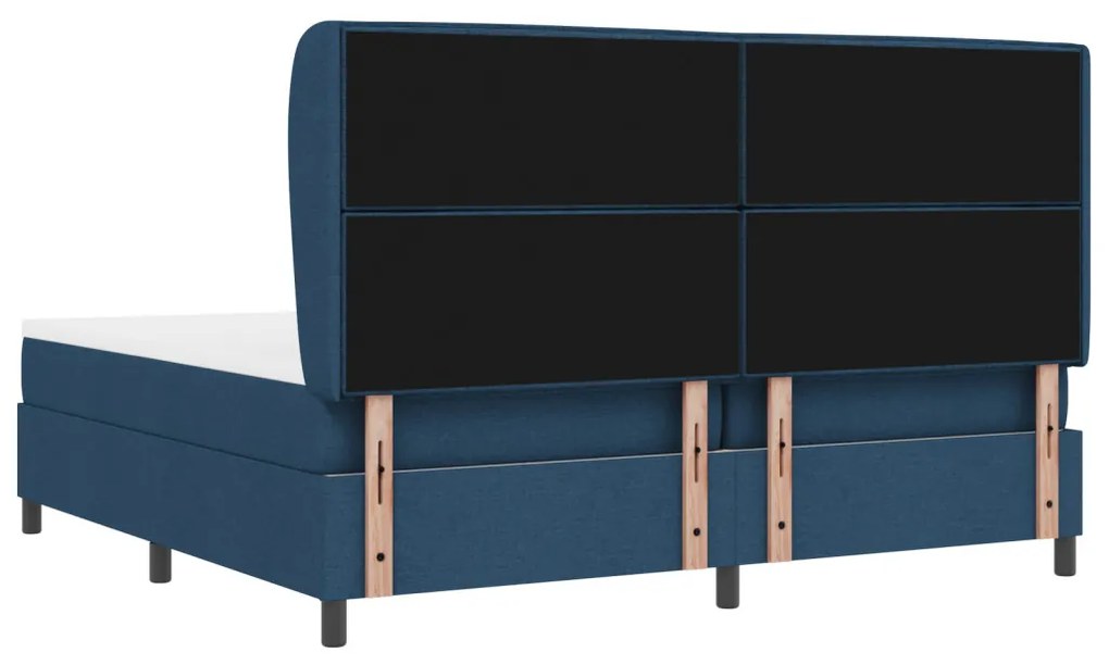 Boxspring Ágy Mattal Kék 200x200 cm Textil