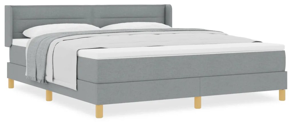 Boxspring ágy matraccal világosszürkében, 180 x 200 cm, szövet