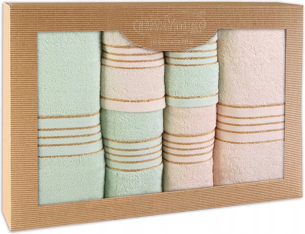 Törölköző Pamut 100% Tiwano Krém Menta (p) 2x30x50+2x50x90+2x70x140 kpl.