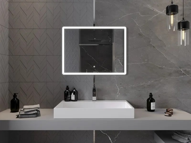 Mexen Navia LED-es, megvilágított fürdőszobai tükör 80 x 60 cm, 6000K, páramentes - 9803-080-060-611-00