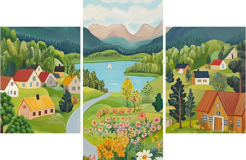 Kép - Falu a hegyekben (90x60 cm)