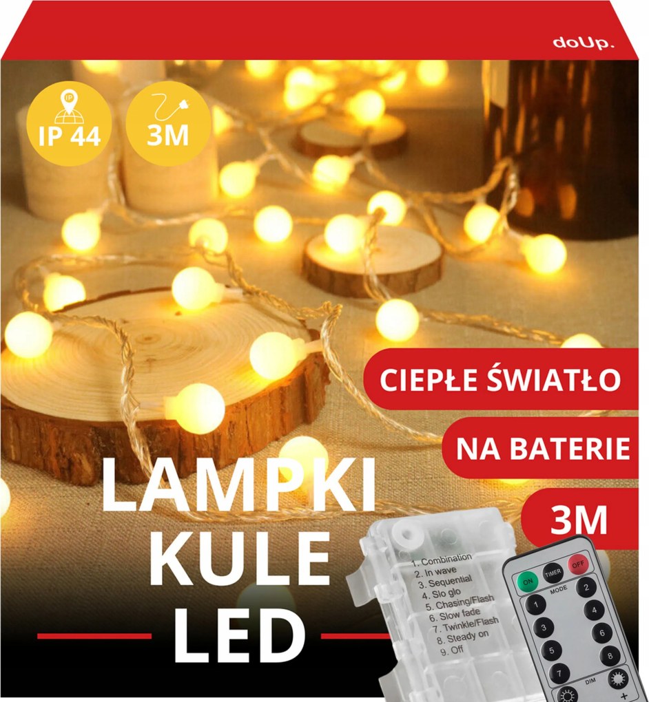 Karácsonyfa Fényfüzér Led 3M Meleg Fehér Golyók Fényfüzér Karácsonyi