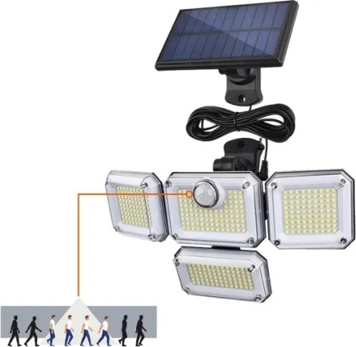 LED napelemes reflektor érzékelővel GLOW LED/2,5W/3,7V 6500K IP44 2400 mAh