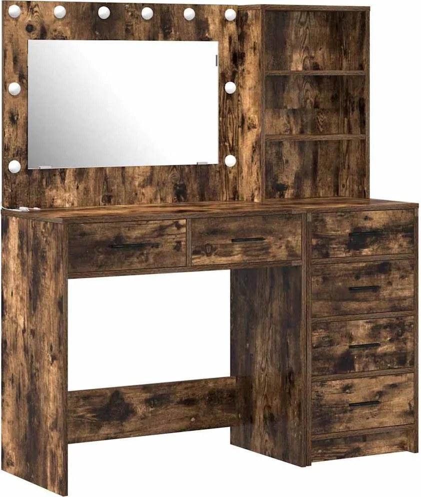 vidaXL Öltözködőasztal fiókkal Barna 78.5 x 41 x 135 cm Faanyag