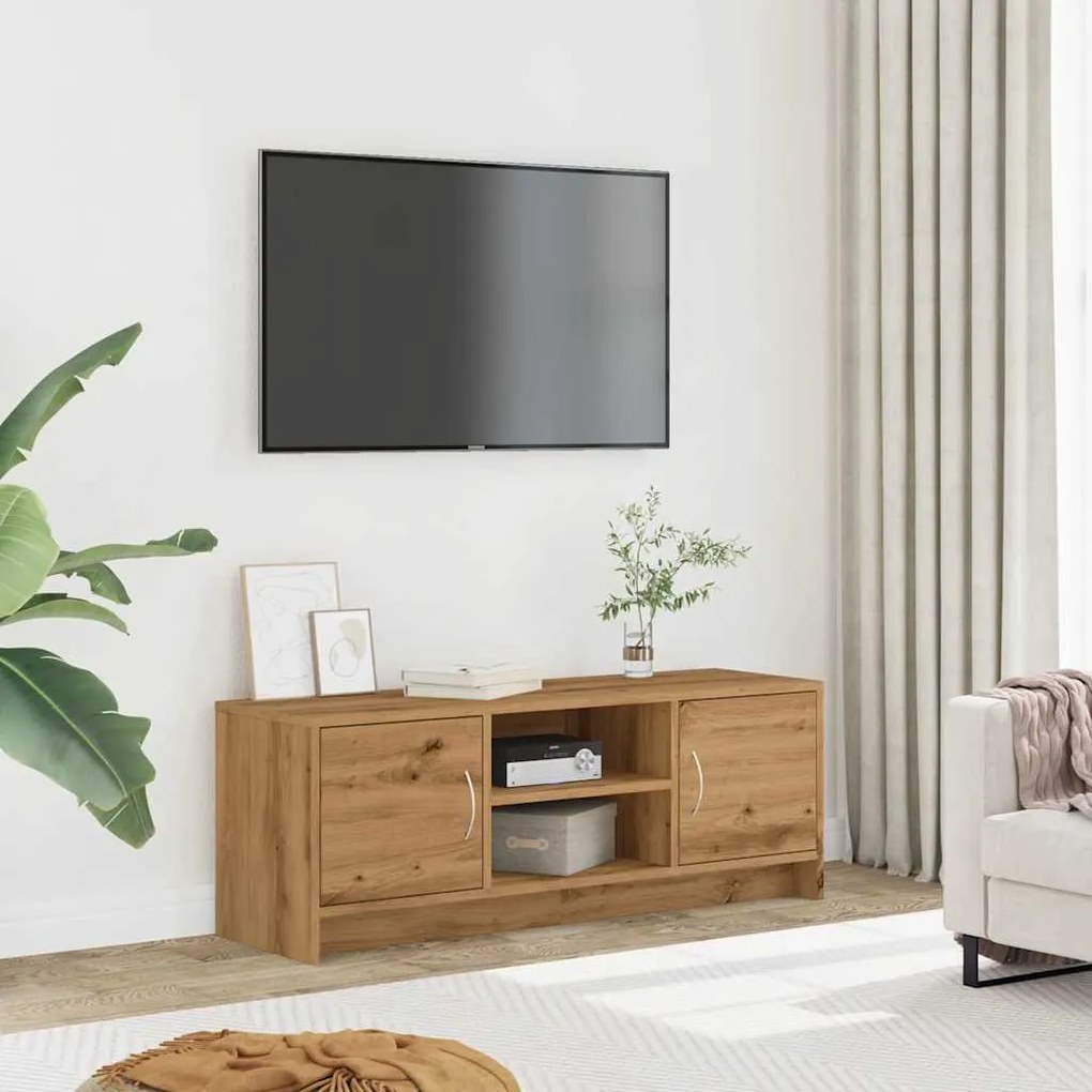 kézműves tölgy színű szerelt fa TV-szekrény 102x30x37,5 cm