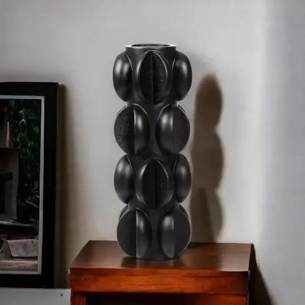 Váza 37x15 cm gyanta/matt fekete