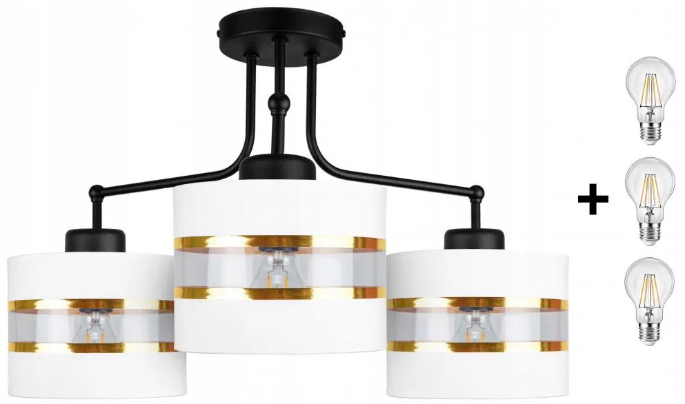Glimex ABAZUR mennyezeti lámpa fehér 3x E27 + ajándék LED izzók
