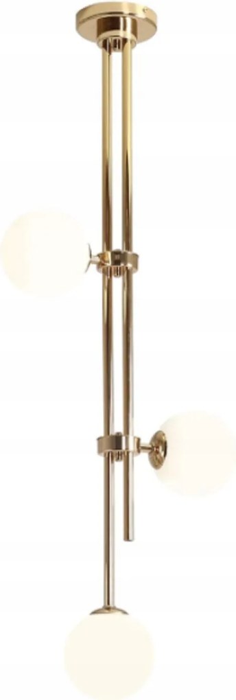 Rays C modern mennyezeti lámpa arany sárgaréz, tejgömb 113cm