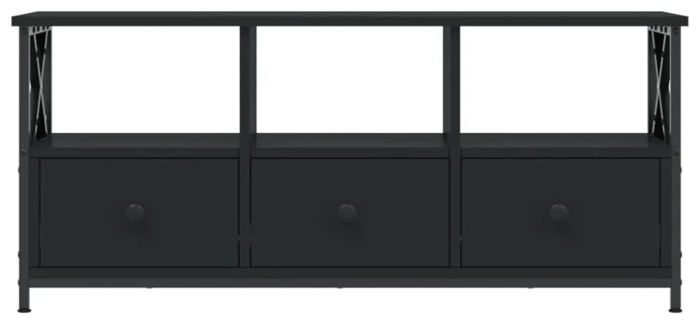 fekete szerelt fa és vas TV-szekrény 102 x 33 x 45 cm