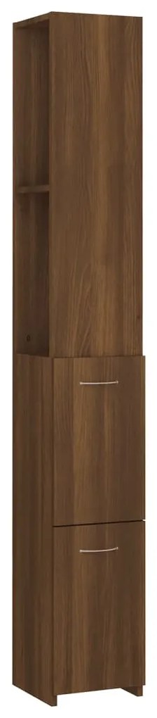 Barna tölgyszínű szerelt fa fürdőszobaszekrény 25x26,5x170 cm