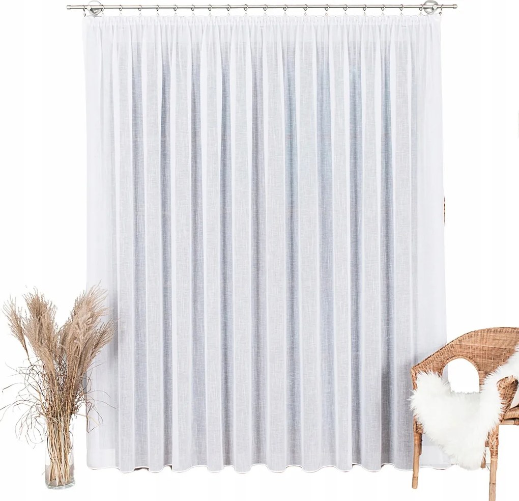 Készre Varrt Függöny Szalaggal, Természetes Fonal Szövés 250X150