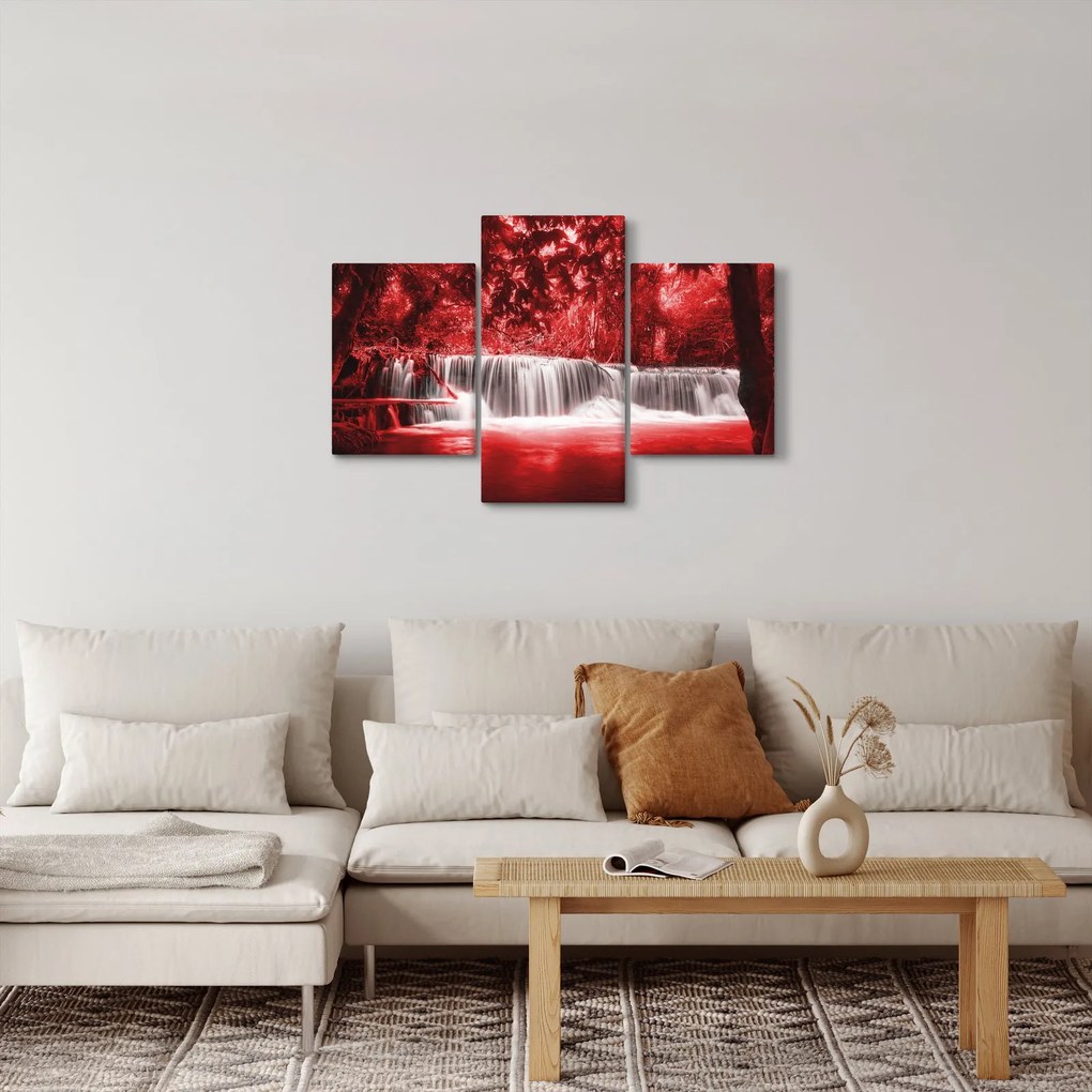 Kép - Vízesés, piros (90x60 cm)