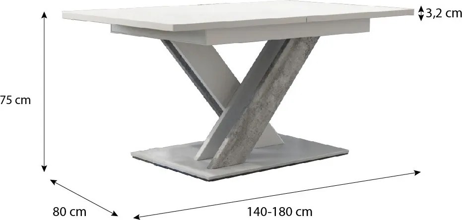 Maasix WTS Magasfényű Fehér-Szürke X 8 személyes étkezőszett Fehér Didier székekkel N