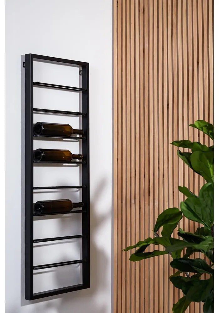 Fekete fali fém bortartó polcos állvány 42x120x6 cm Macaben – Light &amp; Living