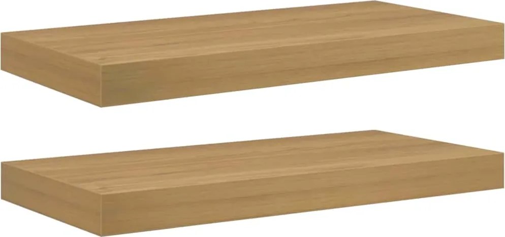 vidaXL Falpolc Falra szerelhető 2 pcs Barna 50 x 23 x 4 cm Faanyag
