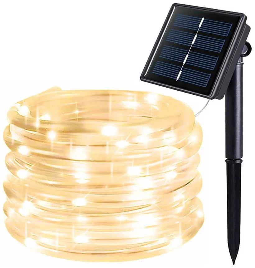 Napelemes dekor fényfüzér 10m, melegfehér