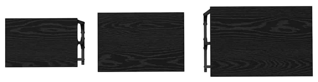 Fészkelt Kávézó Asztal 3 pcs Musta tammi 50.5 x 35 x 53 cm