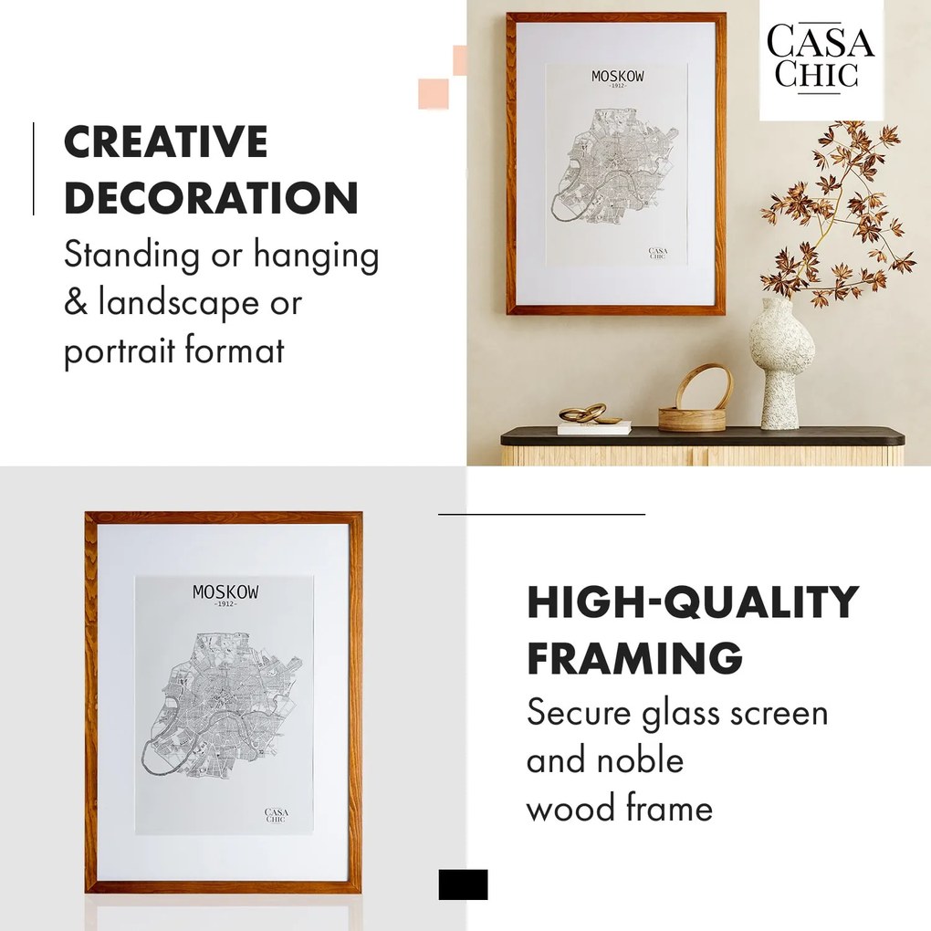 Casa Chic Kenton, képkeret, téglalap alakú, DIN A1, paszpartu, plexi