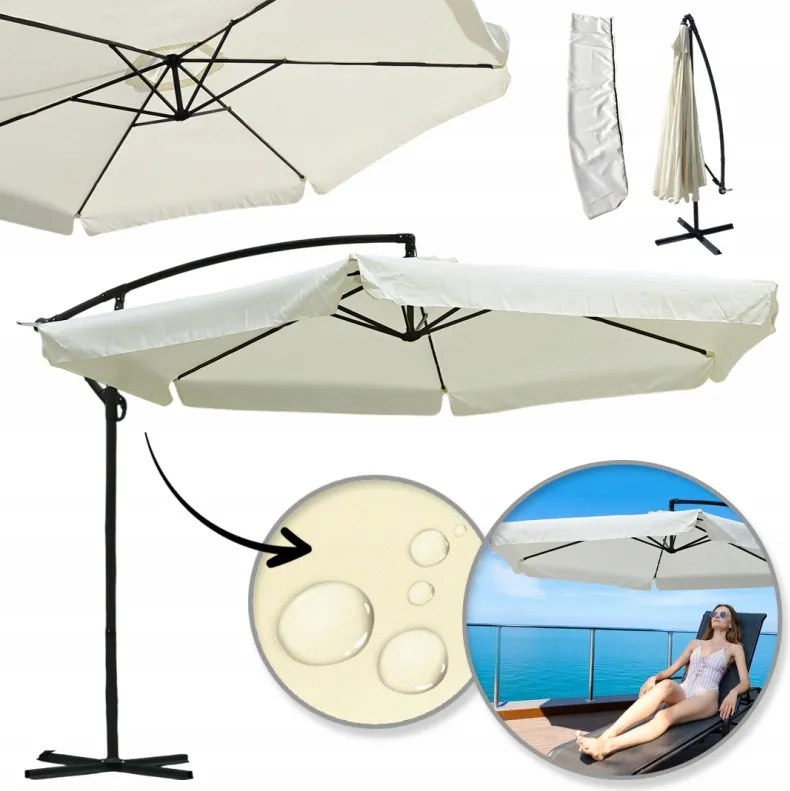 Kerti napernyő gémmel és fodrokkal, krémszínű 3,5 m. OGP10