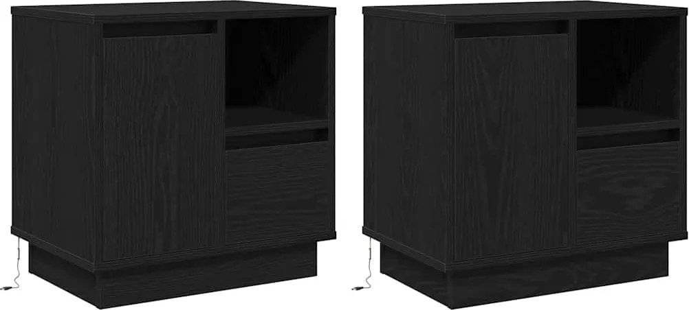 vidaXL Éjjeliszekrény 2 pcs Fekete tölgy 50 x 34,5 x 50 cm Faanyag