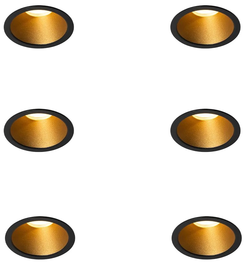 6 db-os modern beépíthető spotlámpa szett fekete arannyal GU10 35mm IP44 - Dept