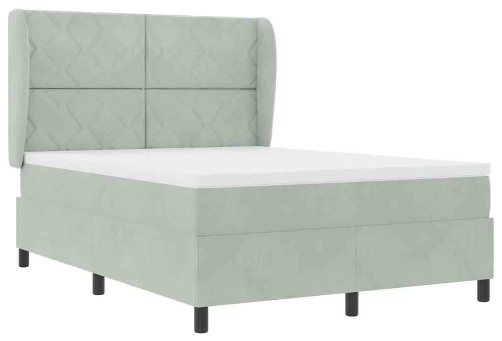Boxspring Ágy Matraccal Világosszürke 140x190 cm Bársonyos