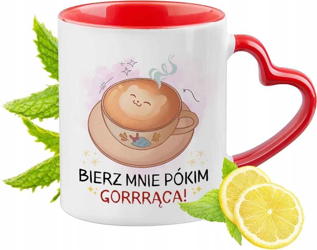 Vicces Piros Bögre Szív Alakú Füllel Ajándék