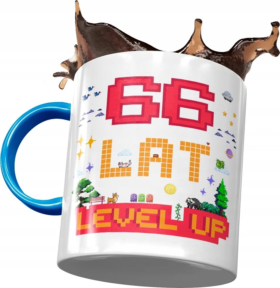 Kék Bögre Születésnapra 66 66-es 66-os Nyomtatott Fotóval