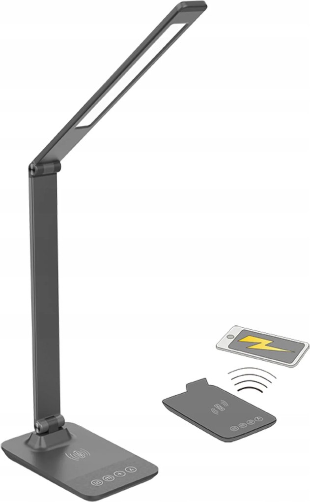 Solight Led szabályozható lámpa 10W, Qi töltés, színhőmérséklet, szürke WO55