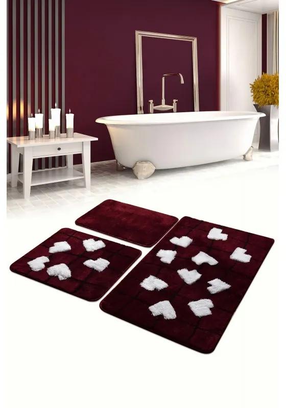 Kalbim Purple fürdőszobaszőnyeg 3 darabos szett