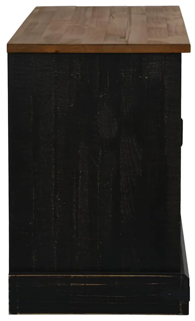 HALDEN fekete tömör fa TV szekrény tolóajtóval 110x40x60 cm