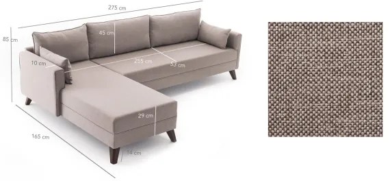 L-alakú sarokkanapé KORFU krémszínű balos