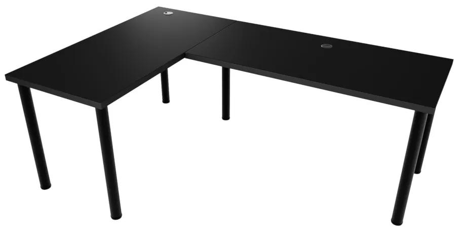 N sarok számítógépasztal LED, 200/135x73-76x65, fekete, jobb