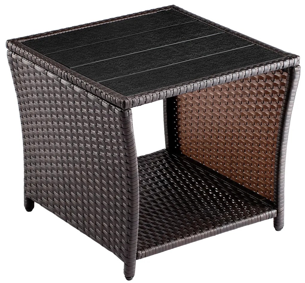 Deuba Vedis polyrattan asztalka 45x45x40 cm - barna
