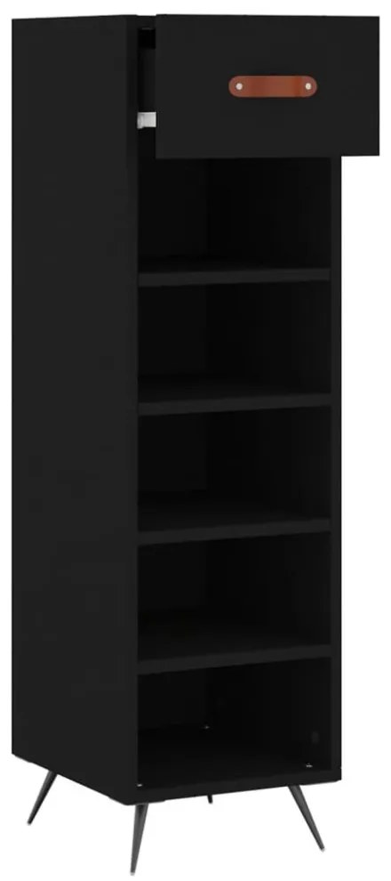 fekete szerelt fa cipőszekrény 30 x 35 x 105 cm