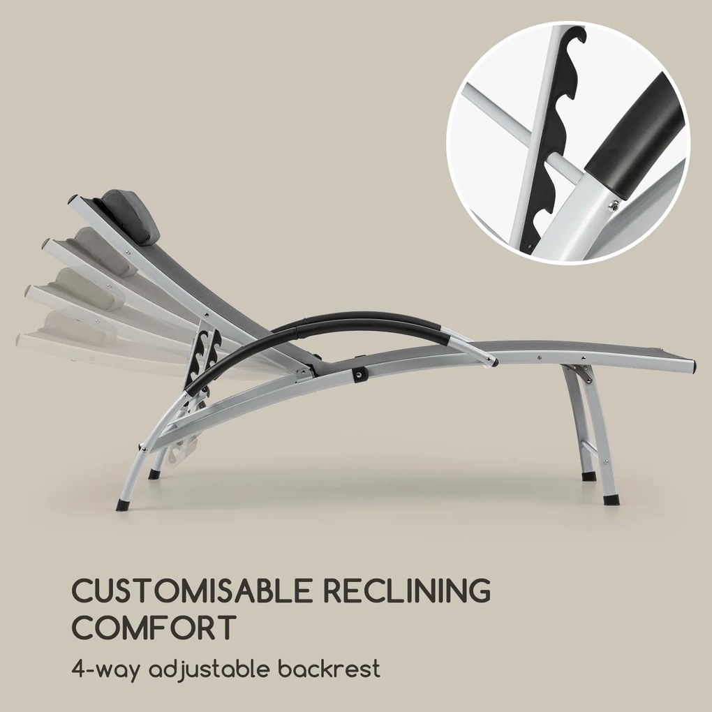 Blumfeldt Sun Valley, kerti nyugágy, összecsukható, fejpárna, szürke