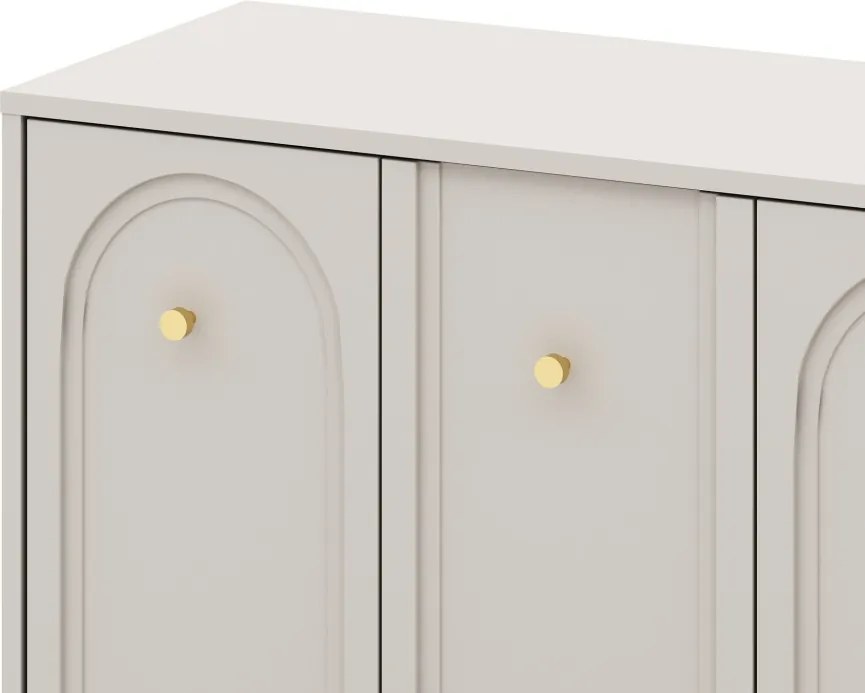 Komód 4 ajtós kasmír színben arany fogantyúkkal – MAZOMA
