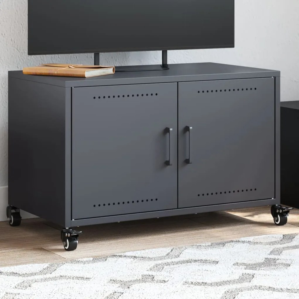 antracitszürke acél TV-szekrény 68 x 39 x 43,5 cm