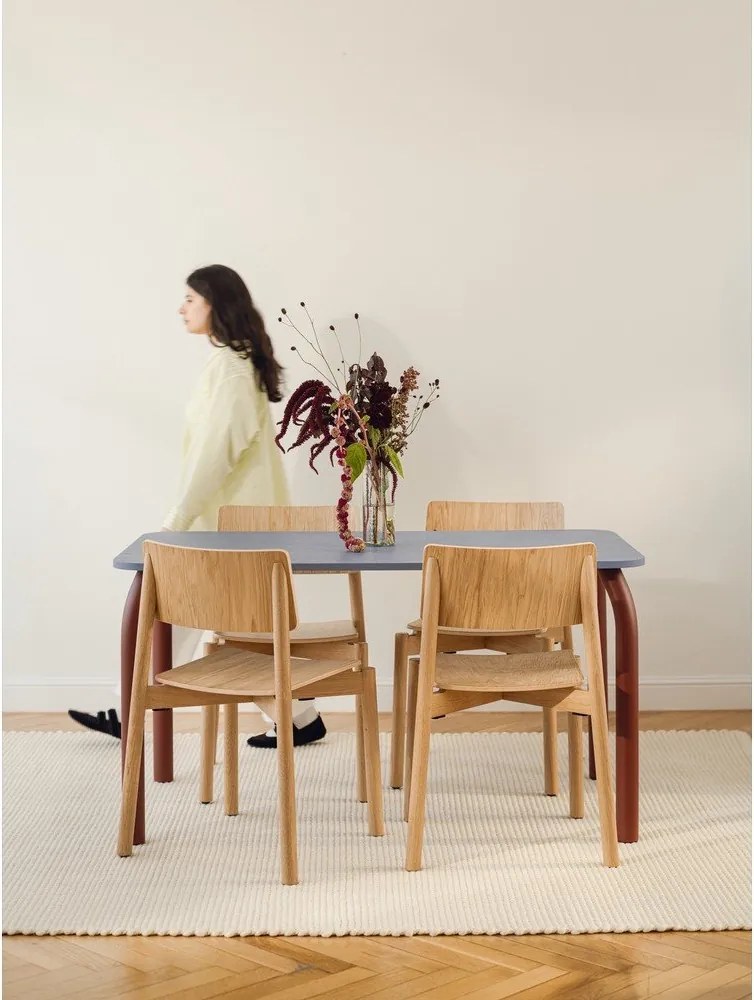 Étkezőasztal tölgyfa dekoros asztallappal 80x140 cm Meko – noo.ma