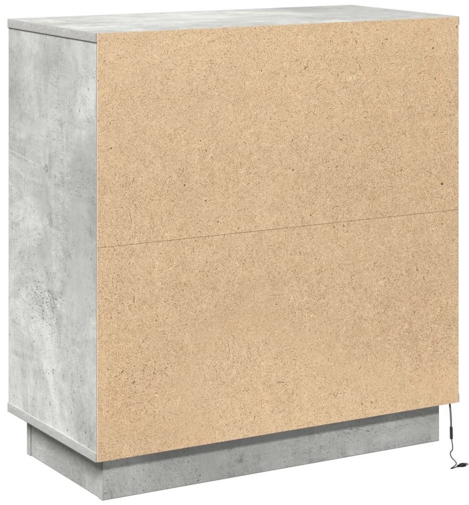 Led világítással ellátott oldalszekrény Beton Szürke 71x34,5x75 cm Műanyag