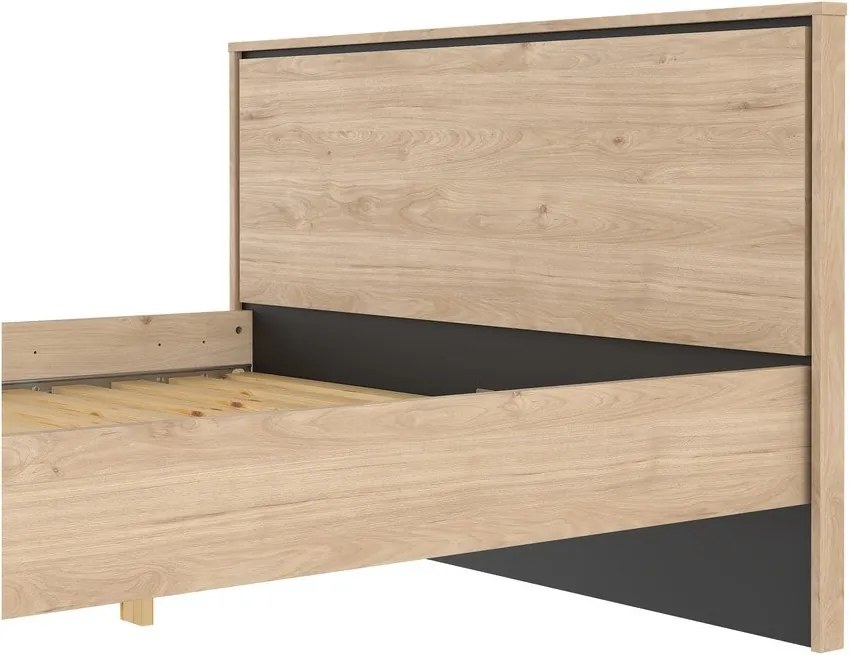 Natúr színű franciaágy ágyráccsal 140x200 cm tölgyfa dekorral Ry – Tvilum