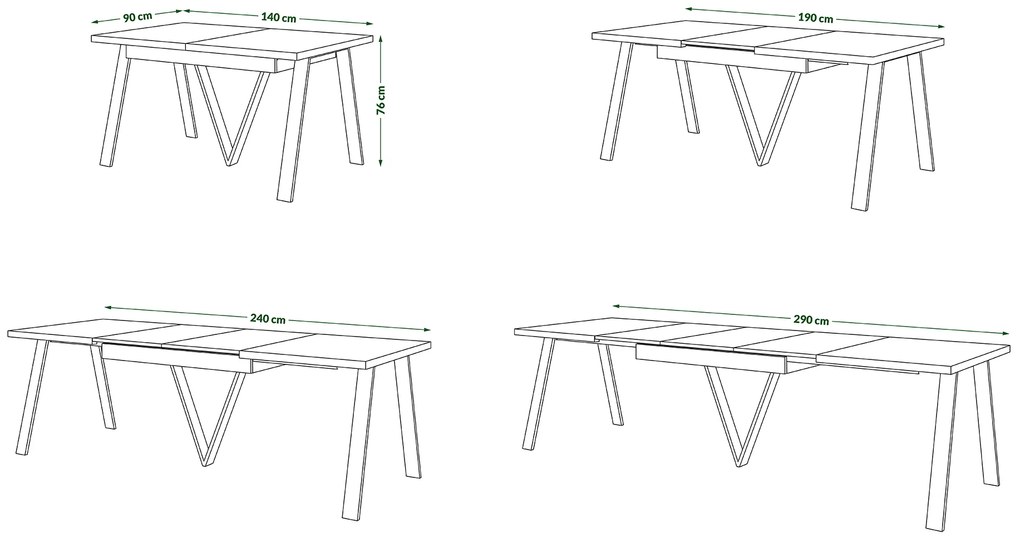 Mazzoni AVERY Craft Arany Tölgy/alja fekete - BŐVÍTHETŐ LOFT/IPARI STÍLUSÚ ASZTAL NAPPALIBA/ÉTKEZŐBE - 2 MÉRET!