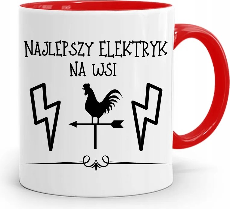 Piros Bögre Villanyszerelőnek Vidéken A Legjobb, fényképes nyomattal