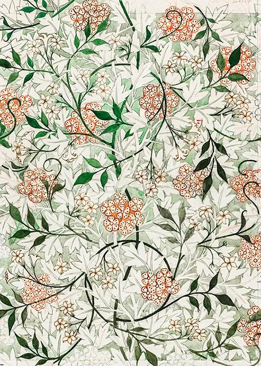 William Morris Jasmine pattern Poszter B2 50x70cm jázmin zöld kép #400