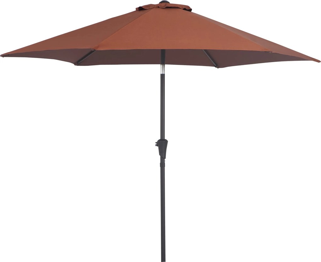 Outsunny Elbillenő Napernyő Kerti Parasol Piacra Kézi Kihúzóval Alu 180 g/m² Poliészter Acél Kávé Ø2.6 x 2.35 m | Aosom