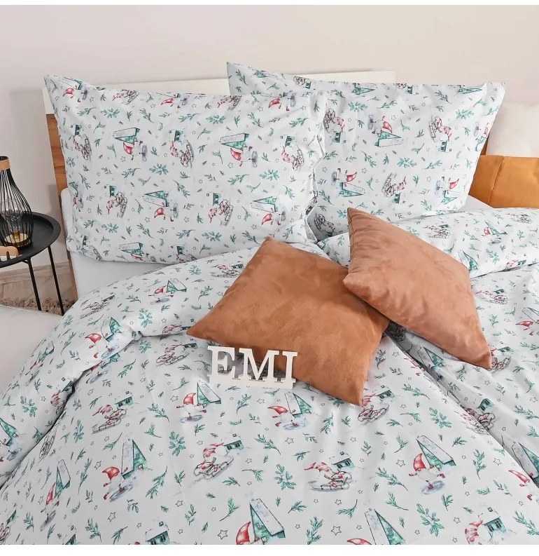 EMI Elfie karácsonyi pamut ágyneműhuzat, A standard egyszemélyes ágy szett tartalma: 1x 140x200 + 1x 70x90